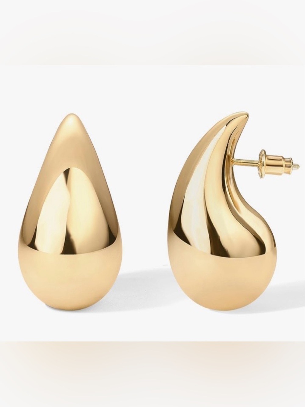 Pavoi Sleek Gold Droplet Stud Earrings, new, never worn